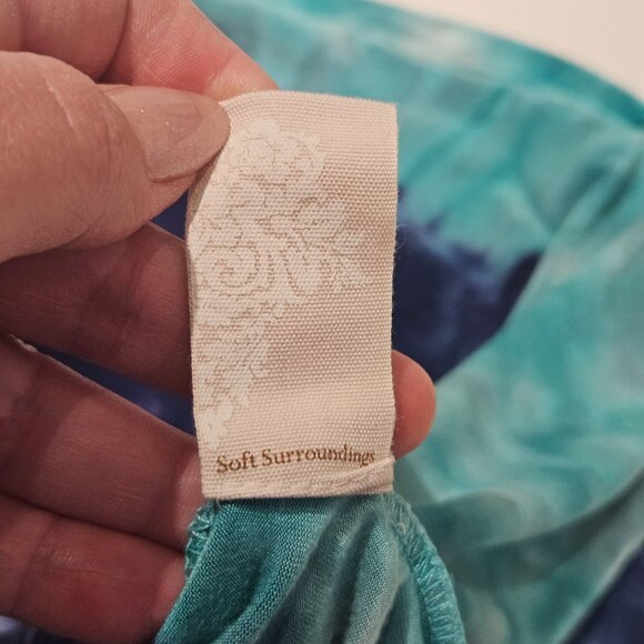 Soft Surroundings Dress Size M Tie-Dye Navy & Teal Boho Maxi Soft Knit Flowy - Picture 14 of 14